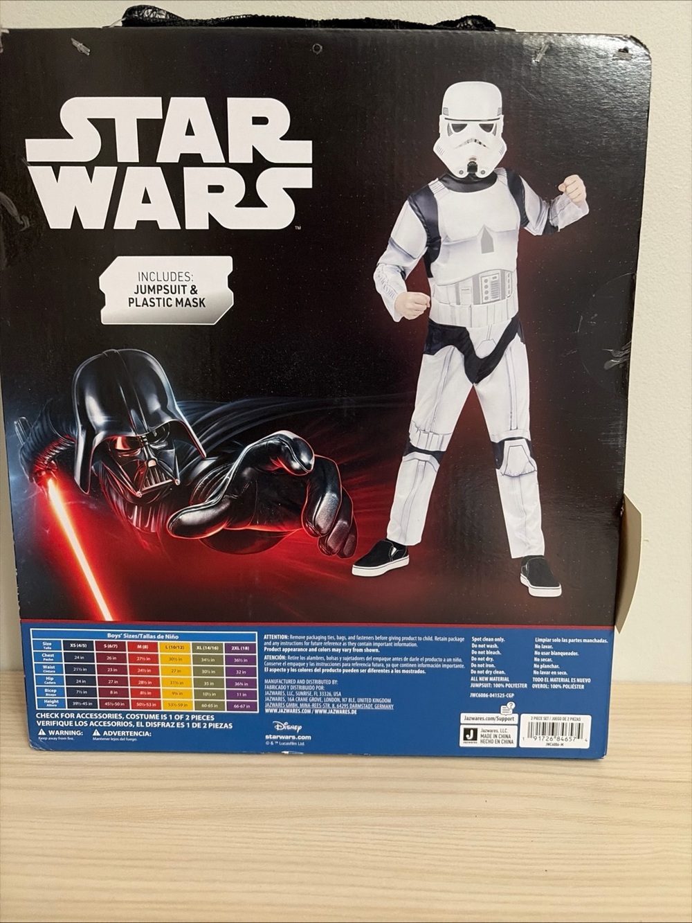 Star Wars New!Stormtrooper Boys' Costume - White & Black size 8 - Picture 5 of 6